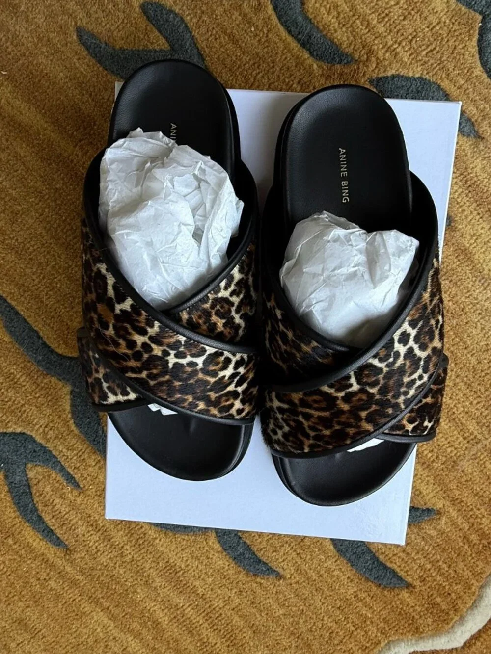 Anine Bing Leopard (pony hair) Slides